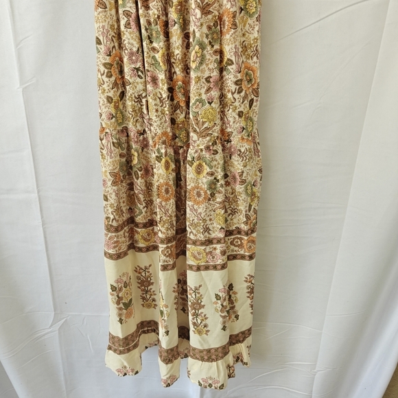 Anthropologie Kindred Shirred Puff Sleeves Midi Dress In Cream Floral Print Sz S - Picture 5 of 9